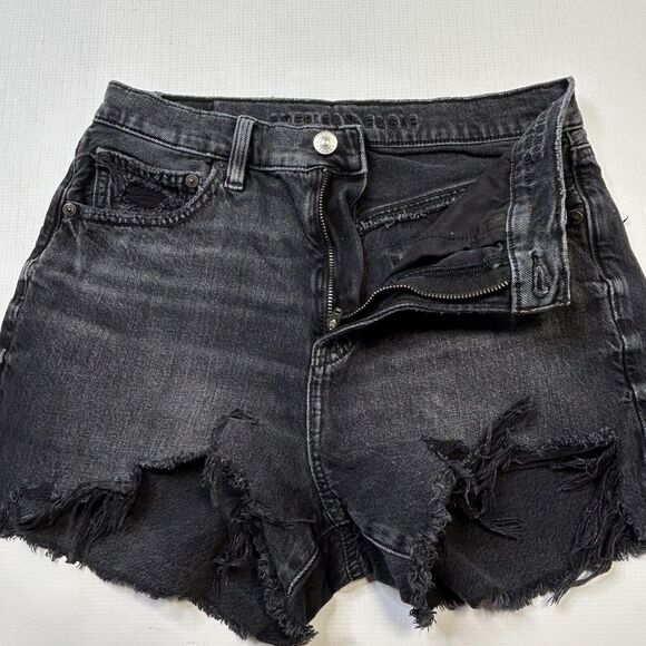 Lot of 2 American Eagle Jean Shorts Size 4 Denim Stretch Black Cut Off 90s HR - Picture 15 of 16